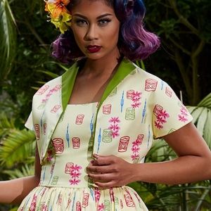 PUG Pinup Girl Clothing Yellow Tiki Bolero